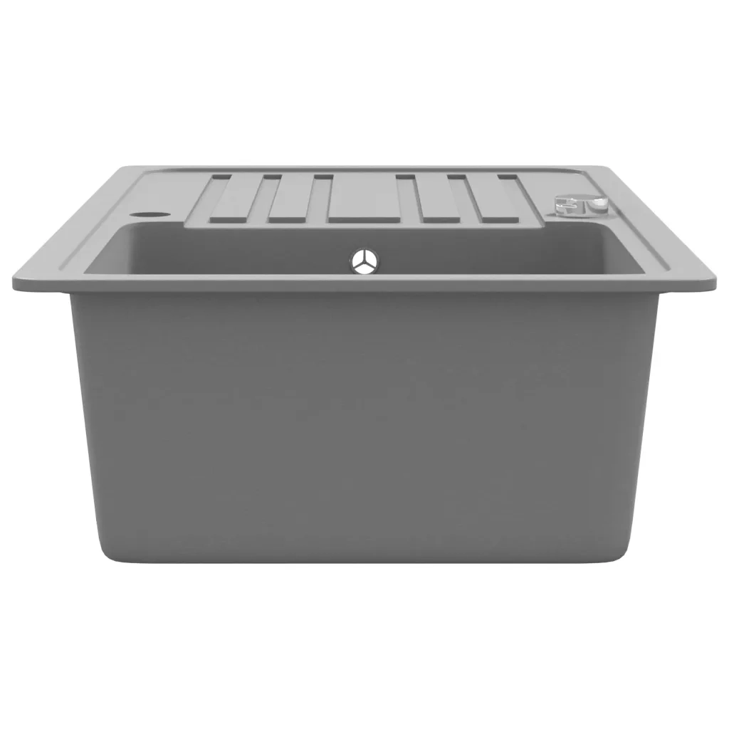 Lavandino cucina granito singolo con scolapiatti reversibile grigio CFW3053143