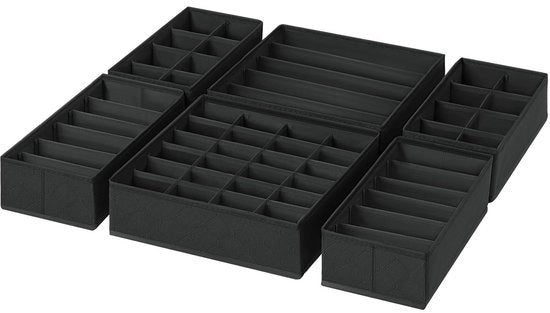 Organizzatore per armadio 6-sezione, tessuto organizzatore per abbigliamento, organizzatore per intimo, calze, sciarpe, nero