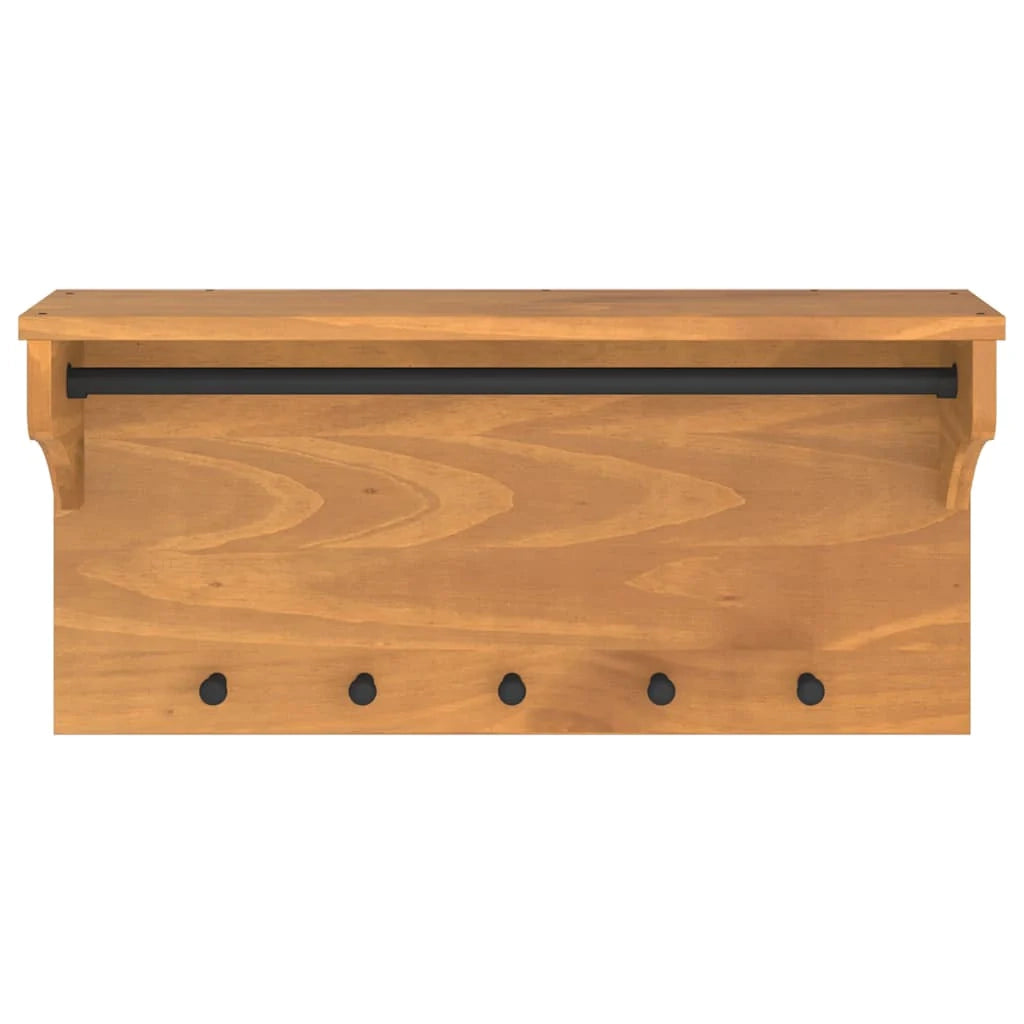 Appendiabiti da parete con 5 ganci fascino rustico stile corridoio 87 x 30 x 42 cm legno di pino massiccio 02_0056695