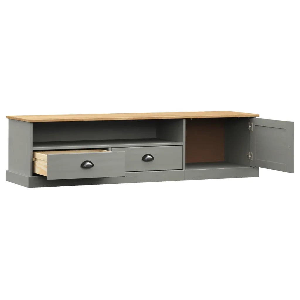 Mobile Porta TV VIGO Grigio 156x40x40 cm Legno Massello di Pino 353174