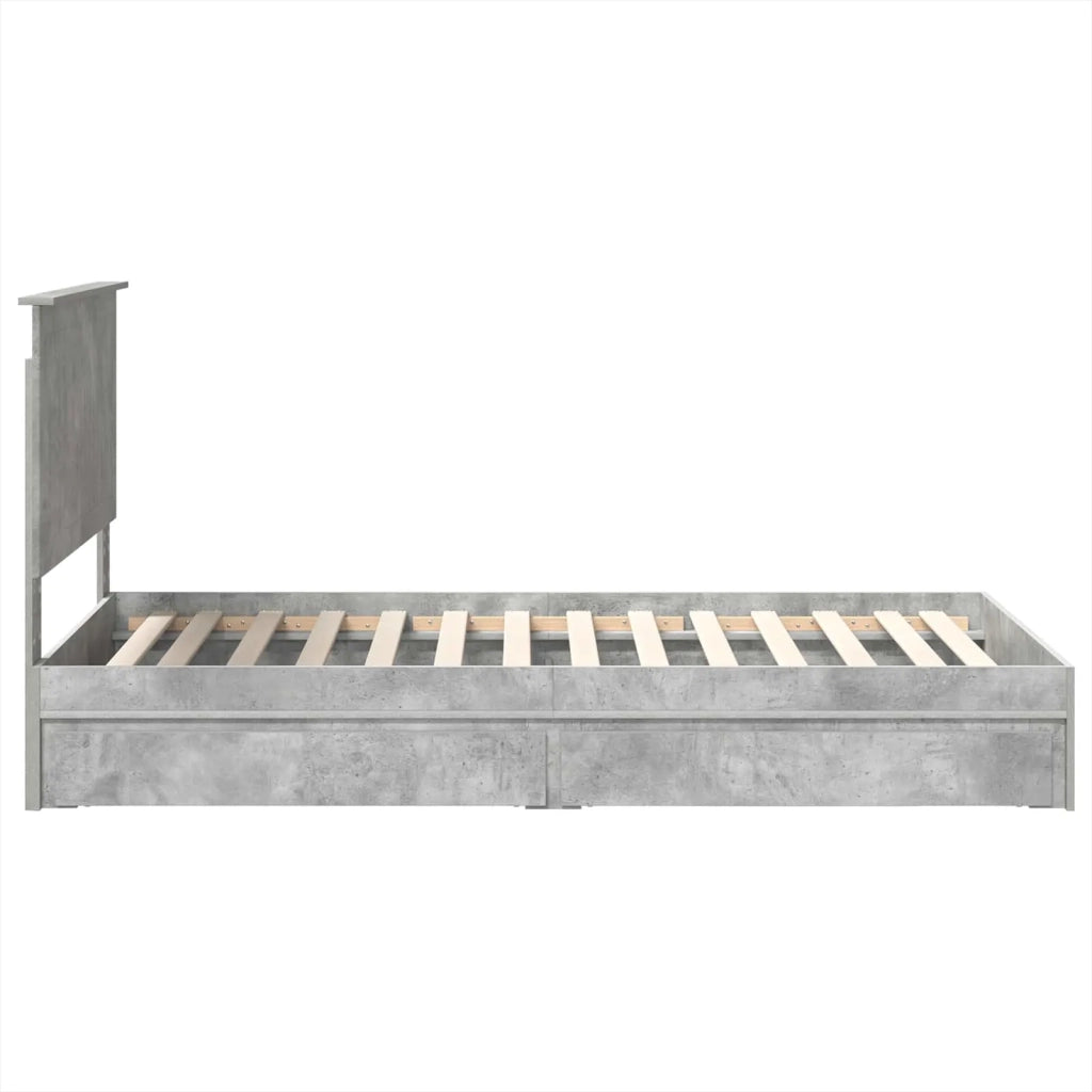 Letto con Contenitore con testiera Grigio cemento 100 x 200 cm