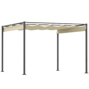 Pergola da giardino con tetto retrattile 3x3m ¨C zephmum ¨C beige UPF30+
