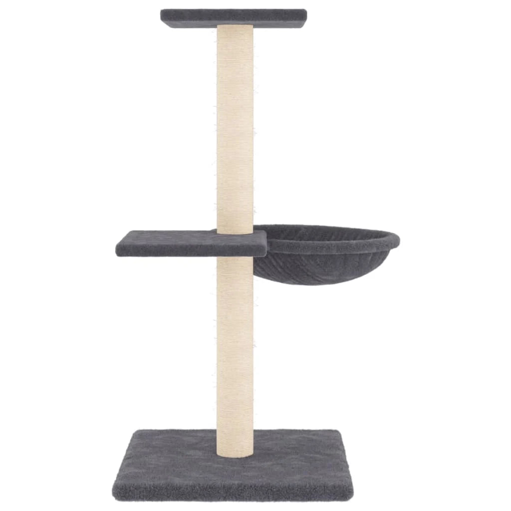 Tiragraffi per gatti Mobili per arrampicata su torre Tiragraffi piattaforma da arrampicata con tiragraffi in sisal scuro 72 cm grigio 02_0022702