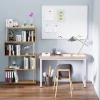 Scrivania Moderna per Computer con Gambe Regolabili e Struttura in MDF e Metallo, Tavolo da Pranzo 120x60x76 cm, Bianco e color Legno