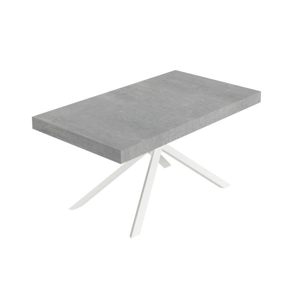 Tavolo Allungabile 160-244x80x74 cm Niket Cemento Gambe Bianche