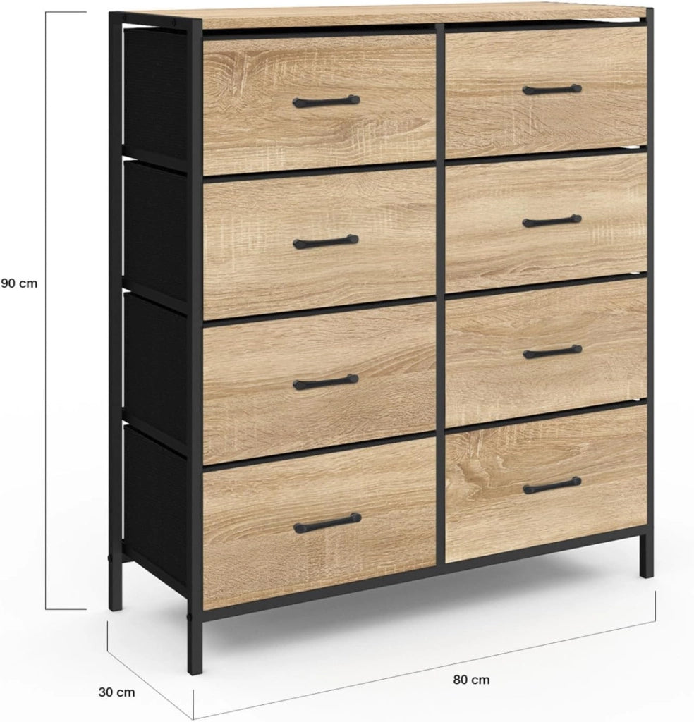 Baúl de tela de 8 cajones UTAH 80 cm mueble de almacenaje de diseño industrial