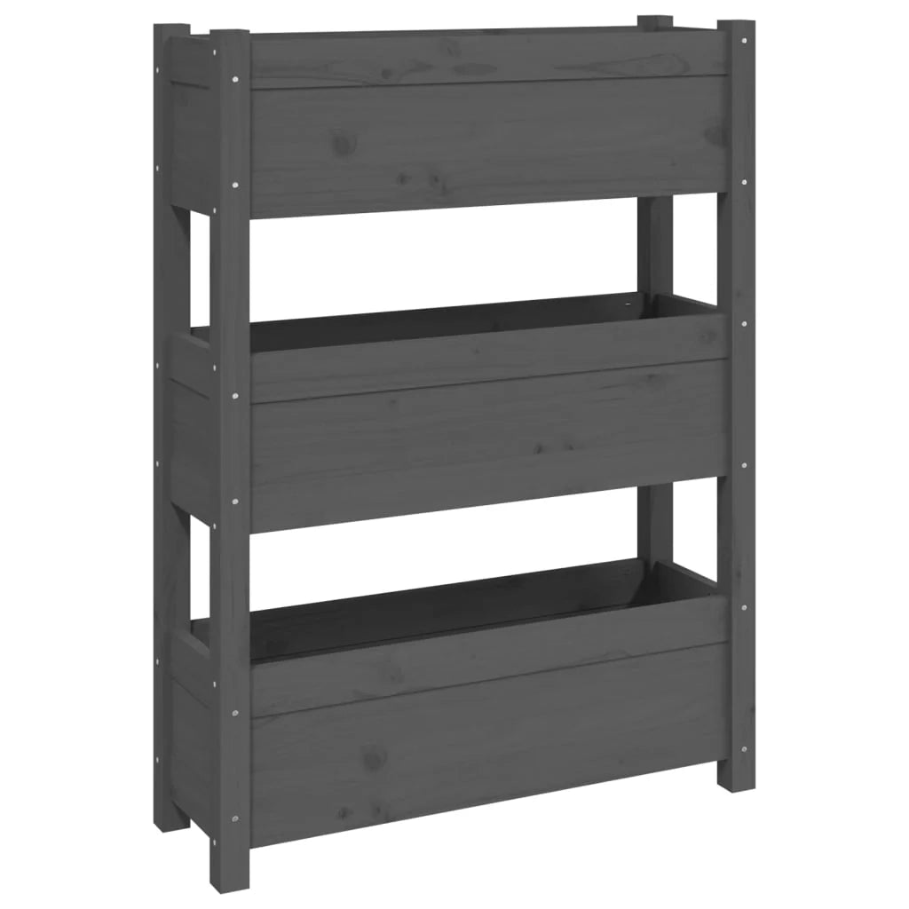 Fioriera rialzata per piante e fiori terrazza giardino 77 x 25 x 104,5 cm legno massello di pino grigio 02_0037846