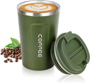 Moka isolata, moka da viaggio, moka da viaggio in acciaio inossidabile, moka a doppia parete impermeabile, adatta per viaggio e per ufficio, Verde - 510 ml