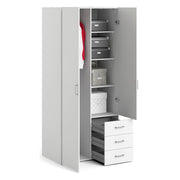 Armadio guardaroba a due ante battenti e tre Arci, colore bianco, Misure 77 x 175 x 49 cm