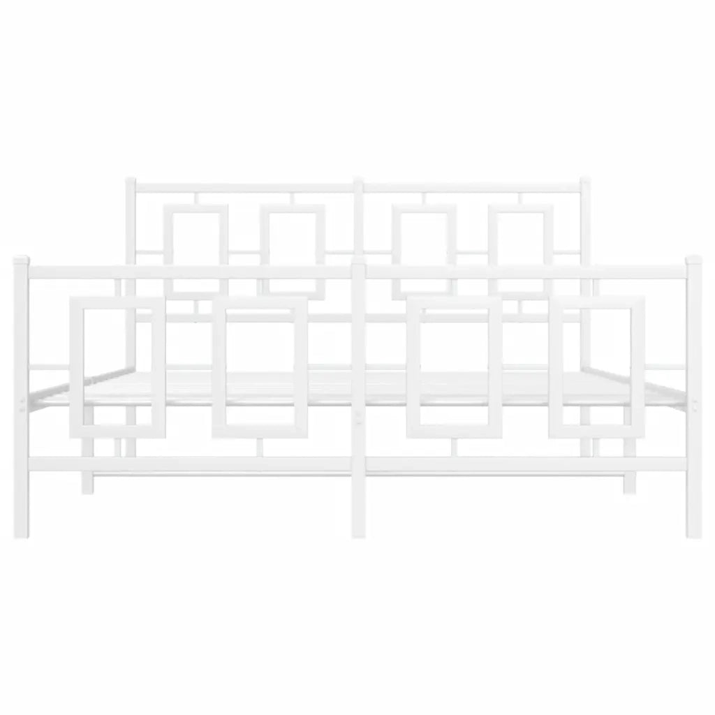 Giroletto con Testiera e Pediera Metallo Bianco 135x190 cm
