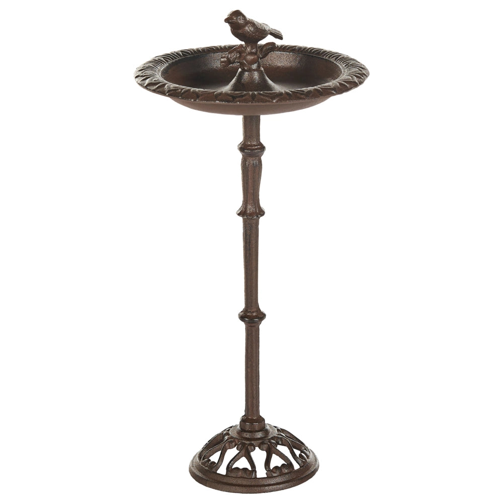 Fontana Uccelliera marrone Alimentatore d'acqua per uccelli in ferro per giardino Accento decorativo all'aperto
