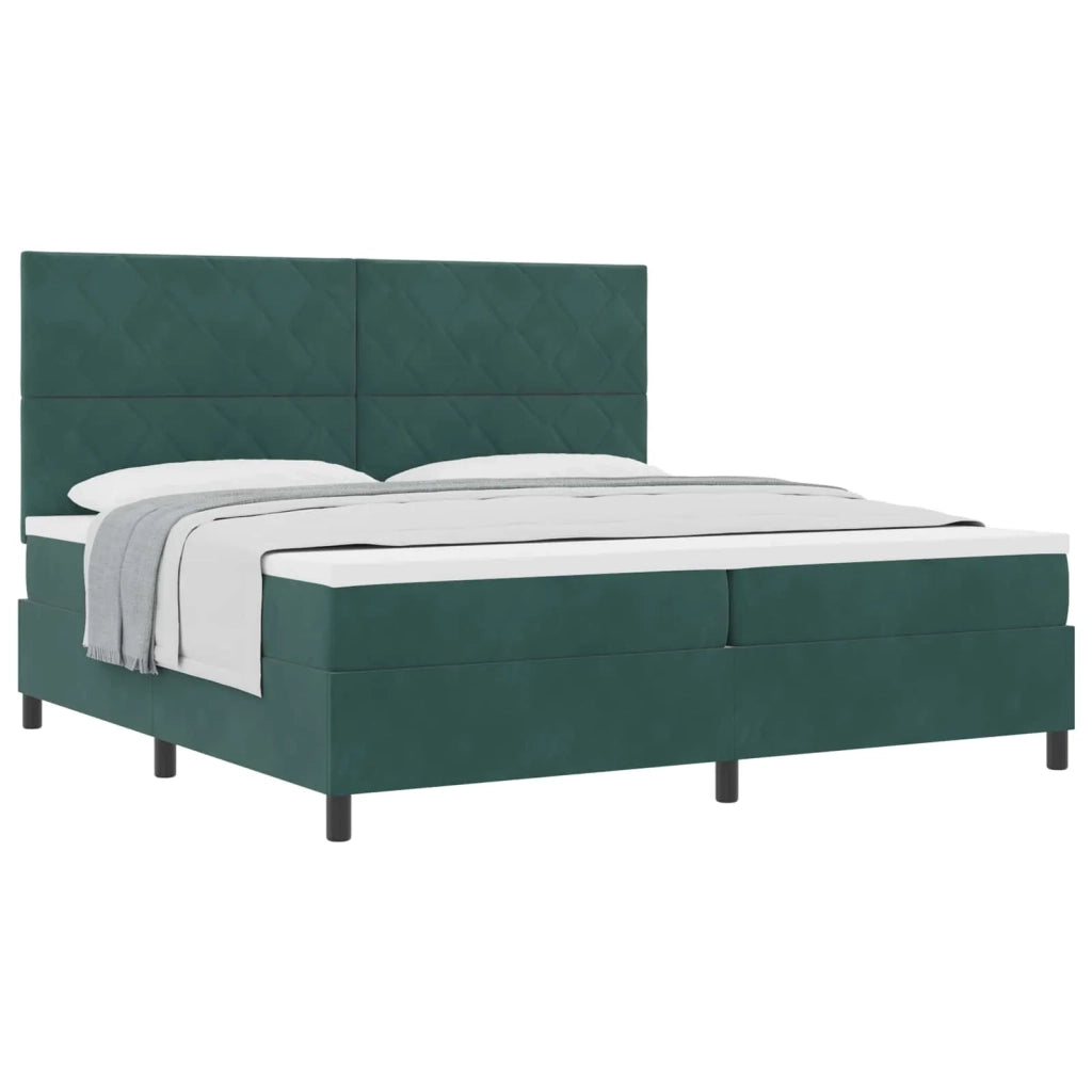 Letto a molle con materasso Verde Scuro 200 x 200 cm Velluto 3339923