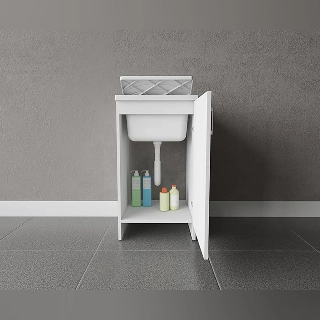 Lavatoio con mobile in nobilitato idrofugo W100 spessore 18 mm colore bianco 45x50 cm mod.
