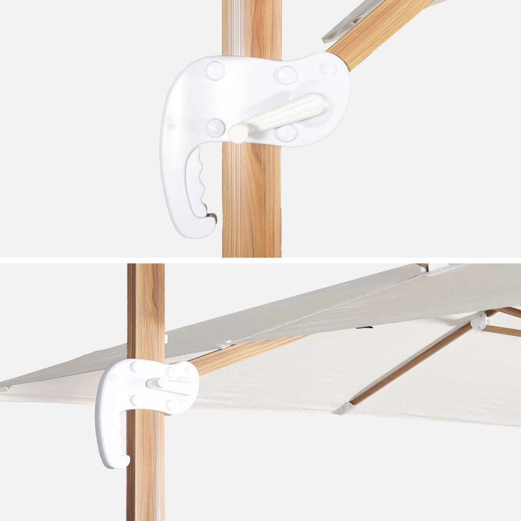Ombrellone rettangolare asta effetto legno, 3x4m, ecrù