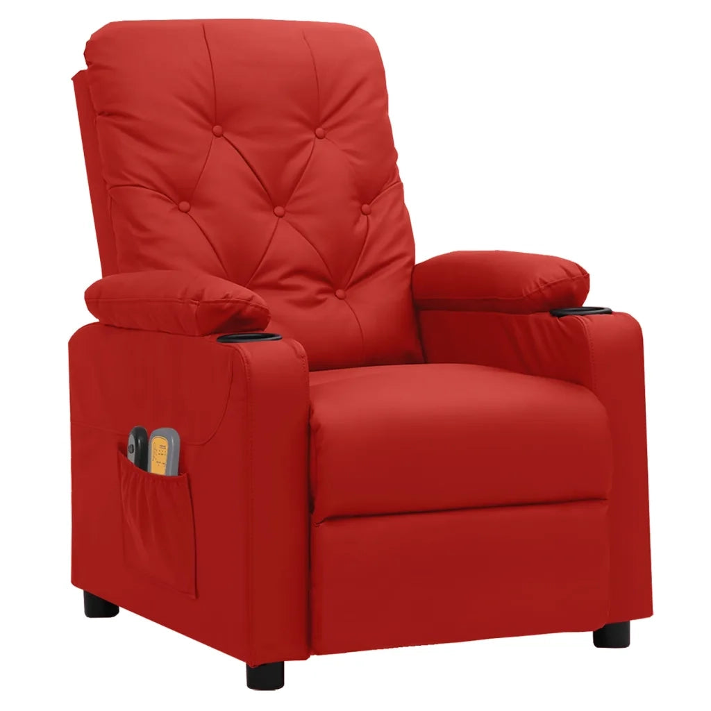 Poltrona | Sedia Relax Massaggio Elettrica Rosso Vino Similpelle