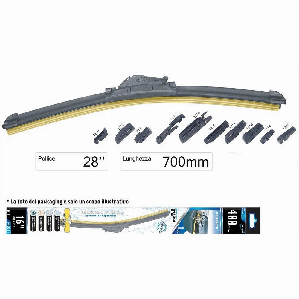 Trade Shop - Tergicristallo Multi Attacco Per Auto Universale 28" / 700mm Spazzola Ter-unv016 -