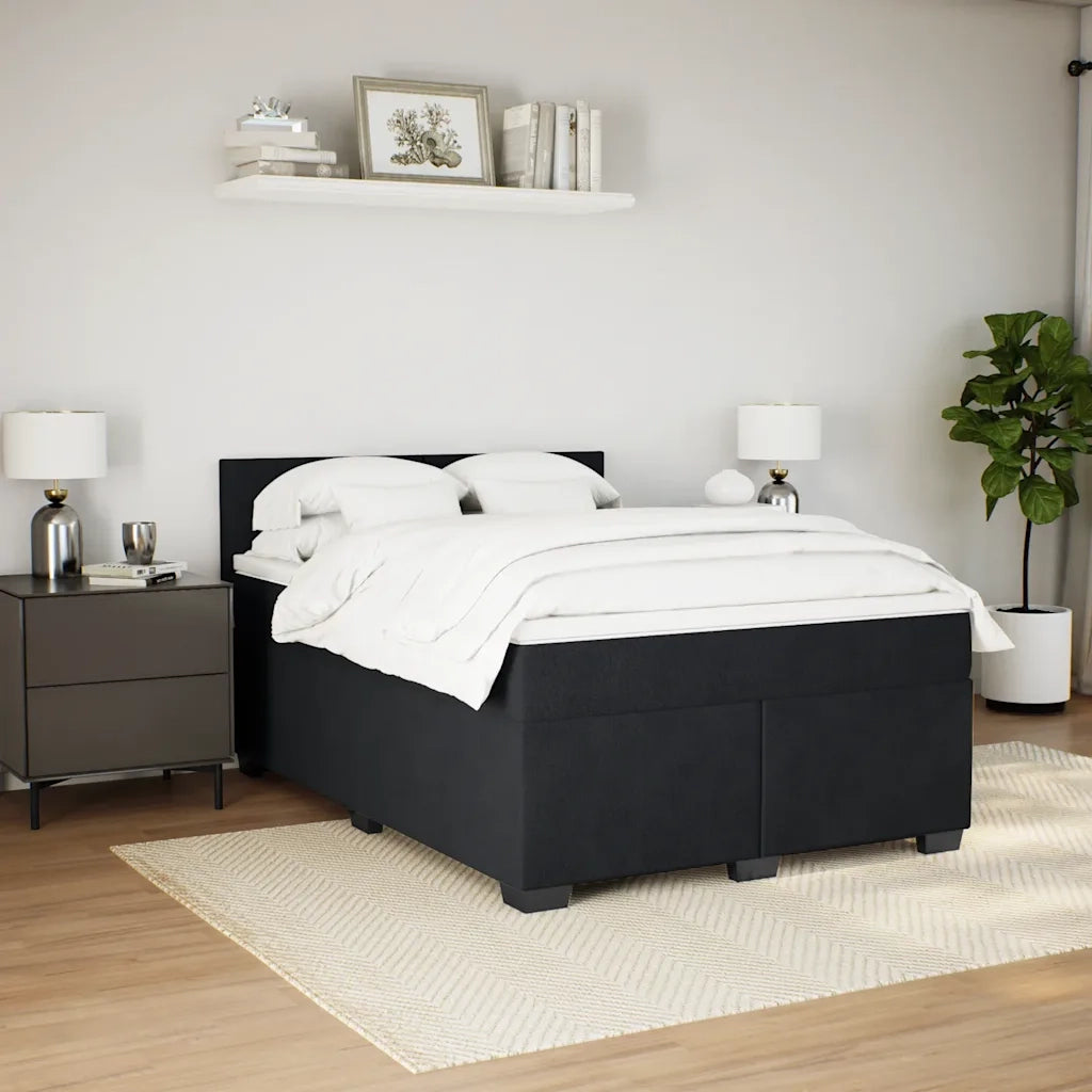 Giroletto a Molle con Materasso Nero 160x200 cm in Velluto