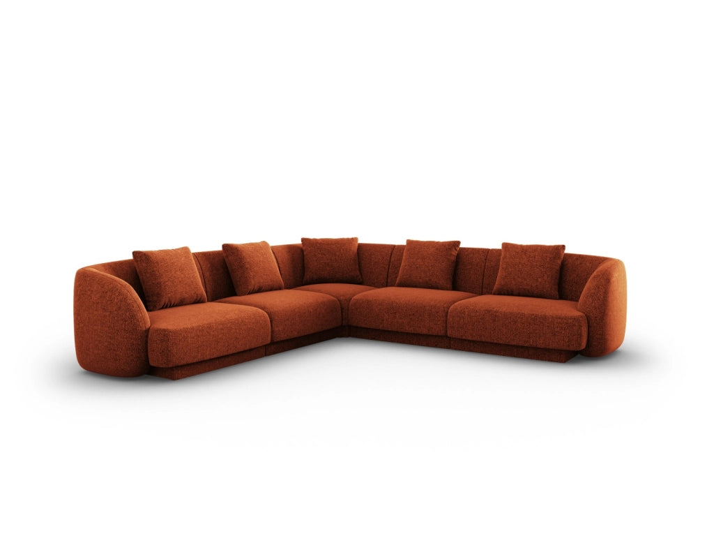 Cosmopolitan Design - Divano angolare reversibile "Tulum" 5 posti in ciniglia terracotta 