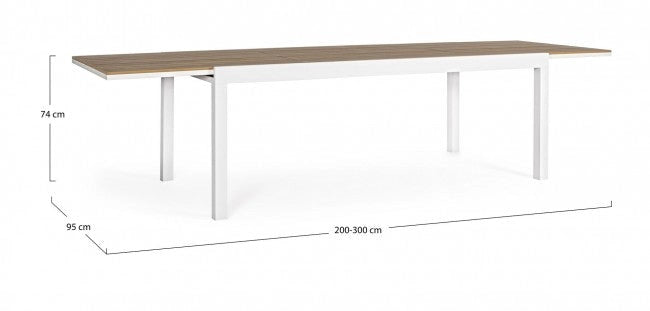 Tavolo Allungabile Elias 200-300x95 cm Bianco in Alluminio