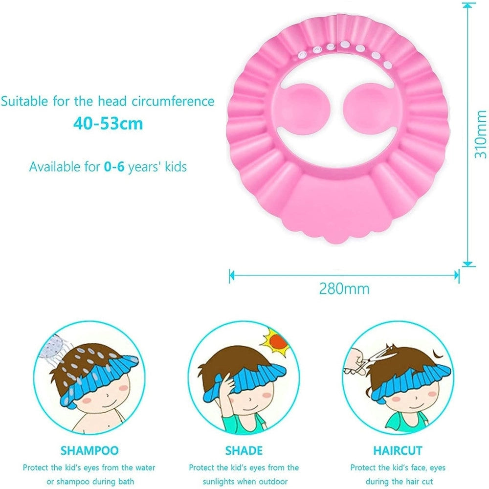 Trade Shop - Cappello Doccia Per Bambini 3 Pz Cuffia Da Bagno Per Testa Bambino Regolabile Visiera -