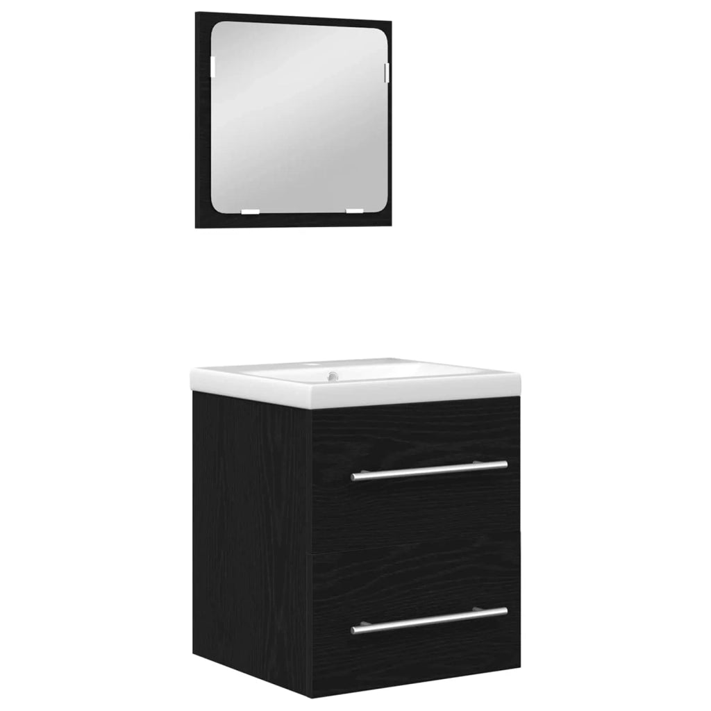 Set di mobili per il bagno 2 pcs Rovere Nero Legno multistrato 3393508