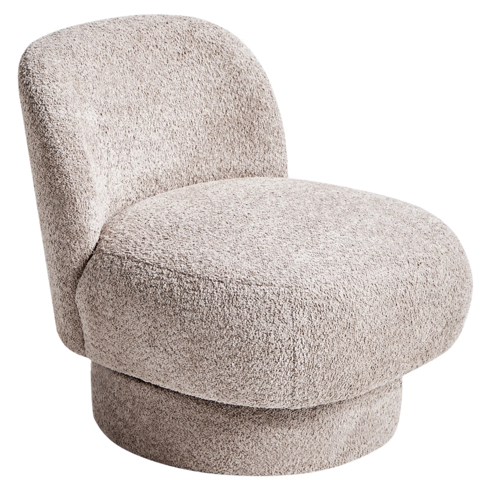 Poltrona girevole Poltrona da club imbottita in bouclé beige Schienale curvo Retro