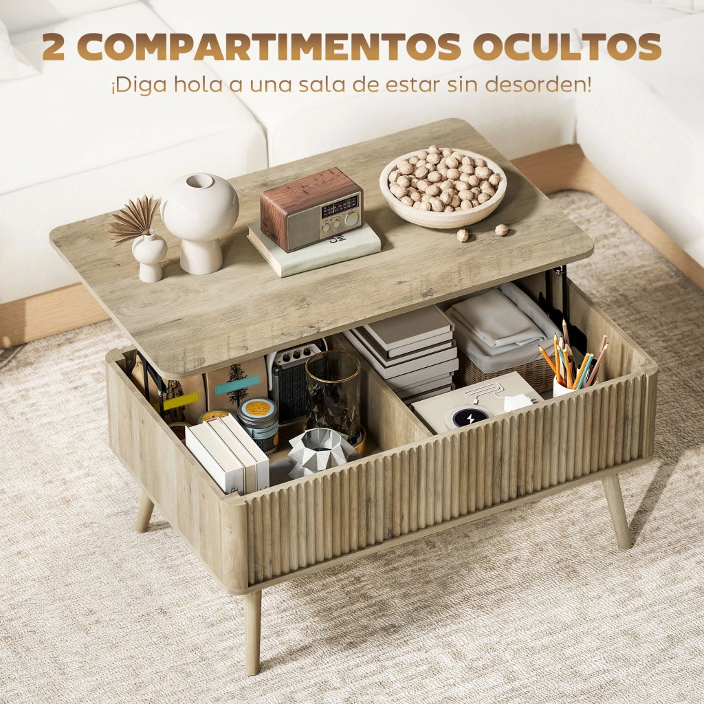 Tavolino da caff¨¨ con contenitore ¨C zephmum ¨C rovere 91x56x43 cm