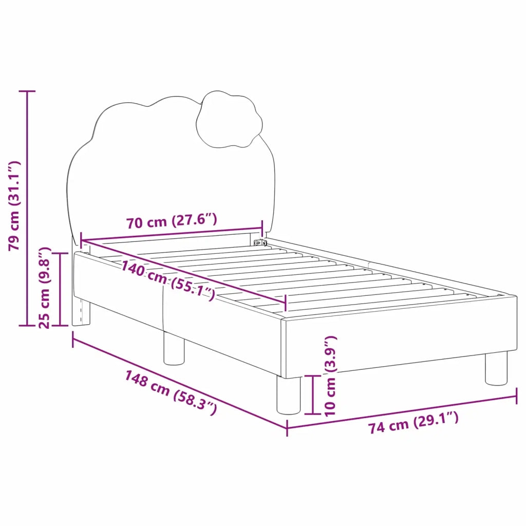 Struttura letto per bambini con testata Rosa 70 x 140 cm PU