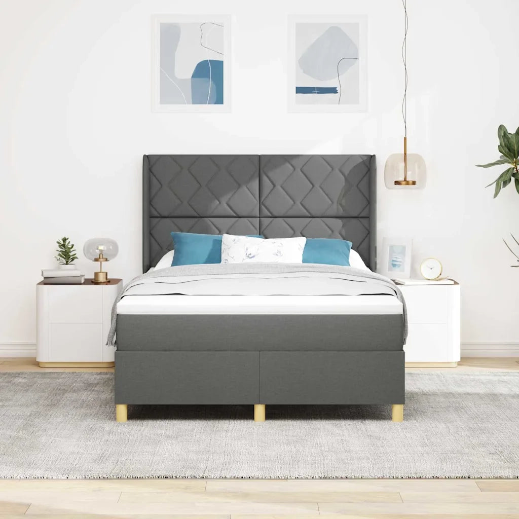 Letto a molle con strisce LED Grigio 160 x 200 cm Tessuto 3343764