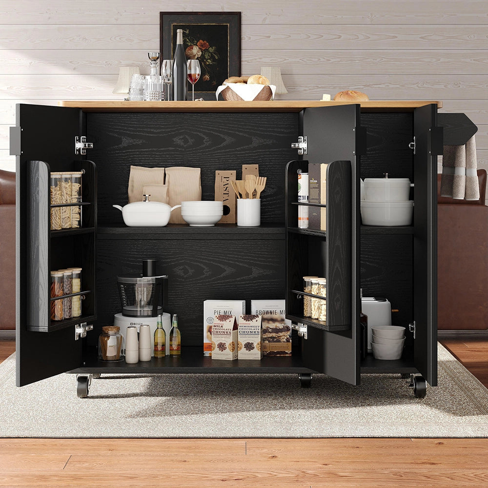 Isola cucina 3 ante - Xylo - 130x45x92cm bianco/nero legno
