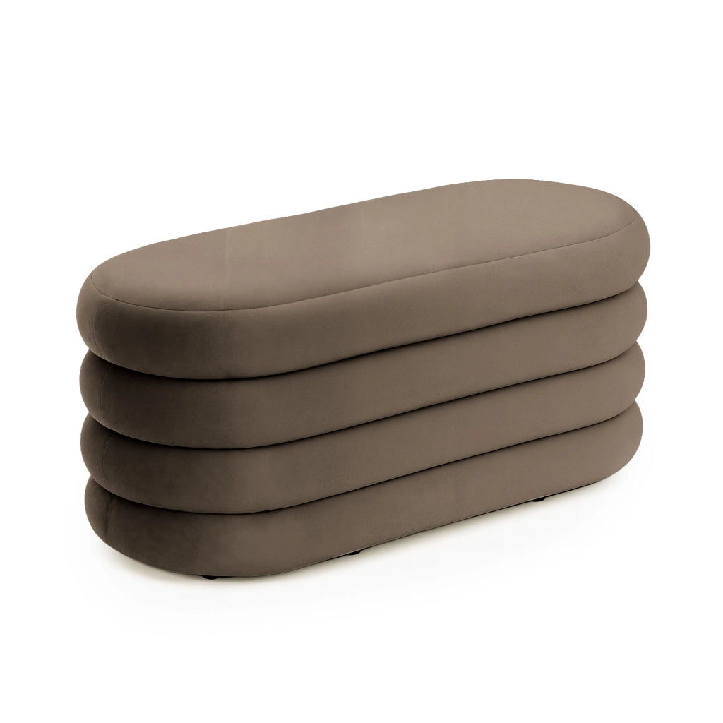 Panca imbottita con contenitore in velluto 100 cm PUFFO Bronzo