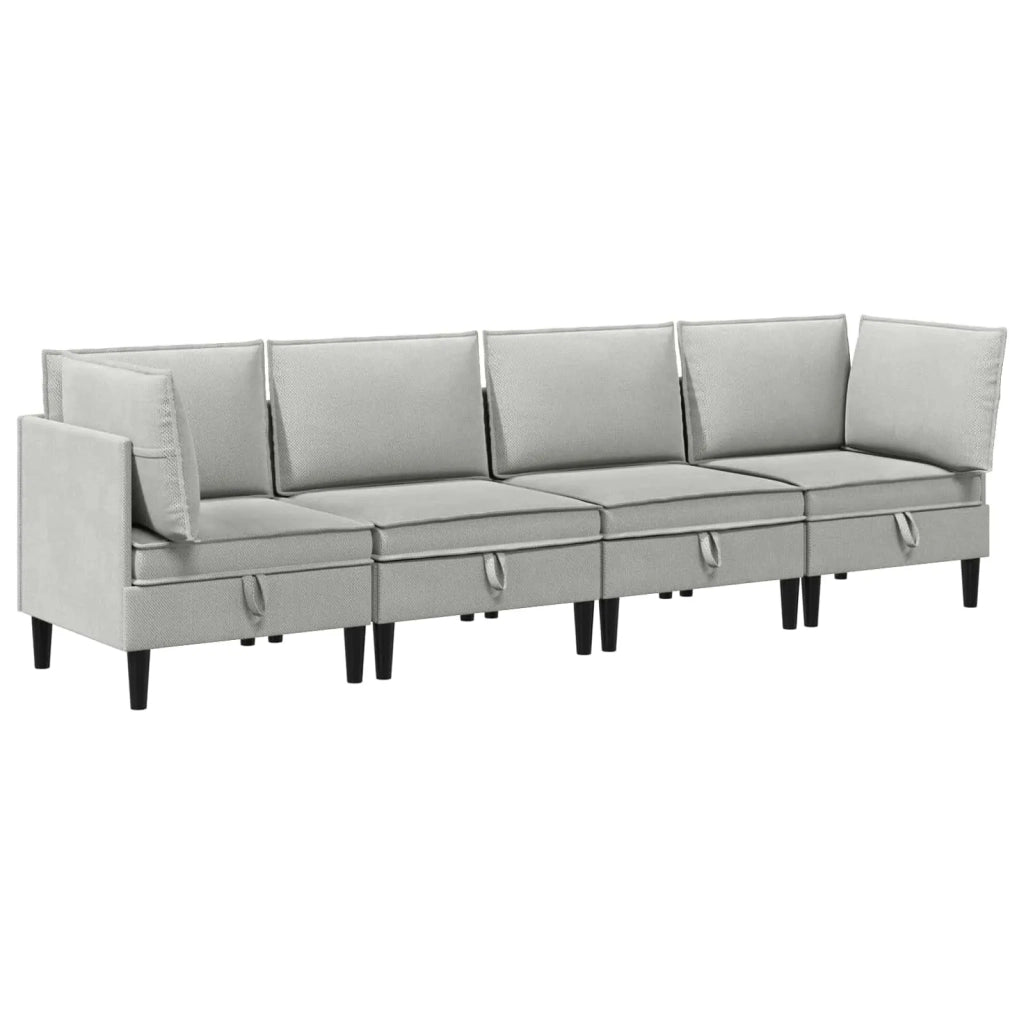 Set di mobili per il soggiorno 4 pcs Grigio chiaro Tessuto 3413799