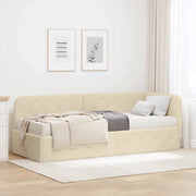 Cornice del letto ad angolo Crema 80 x 200 cm Tessuto 3394035