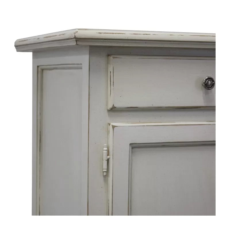 Madia credenza 2 porte 2 cassetti legno shabby bianco consumato 114x49x97 (3064) - Mobili 2G