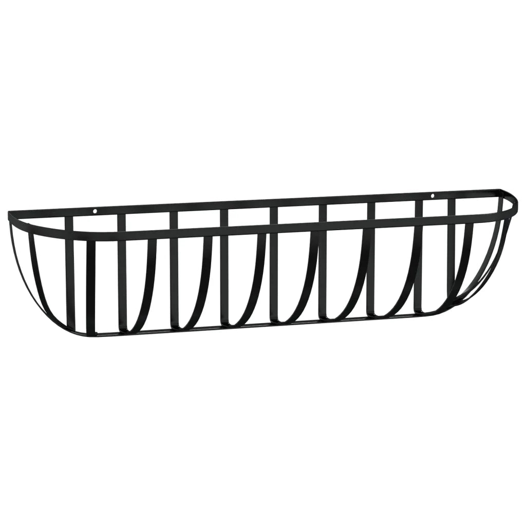 2 pz Fioriere | Cassetta per fiori | Vaso Parete Rivestimenti Cocco Nero 76x21x16cm Acciaio