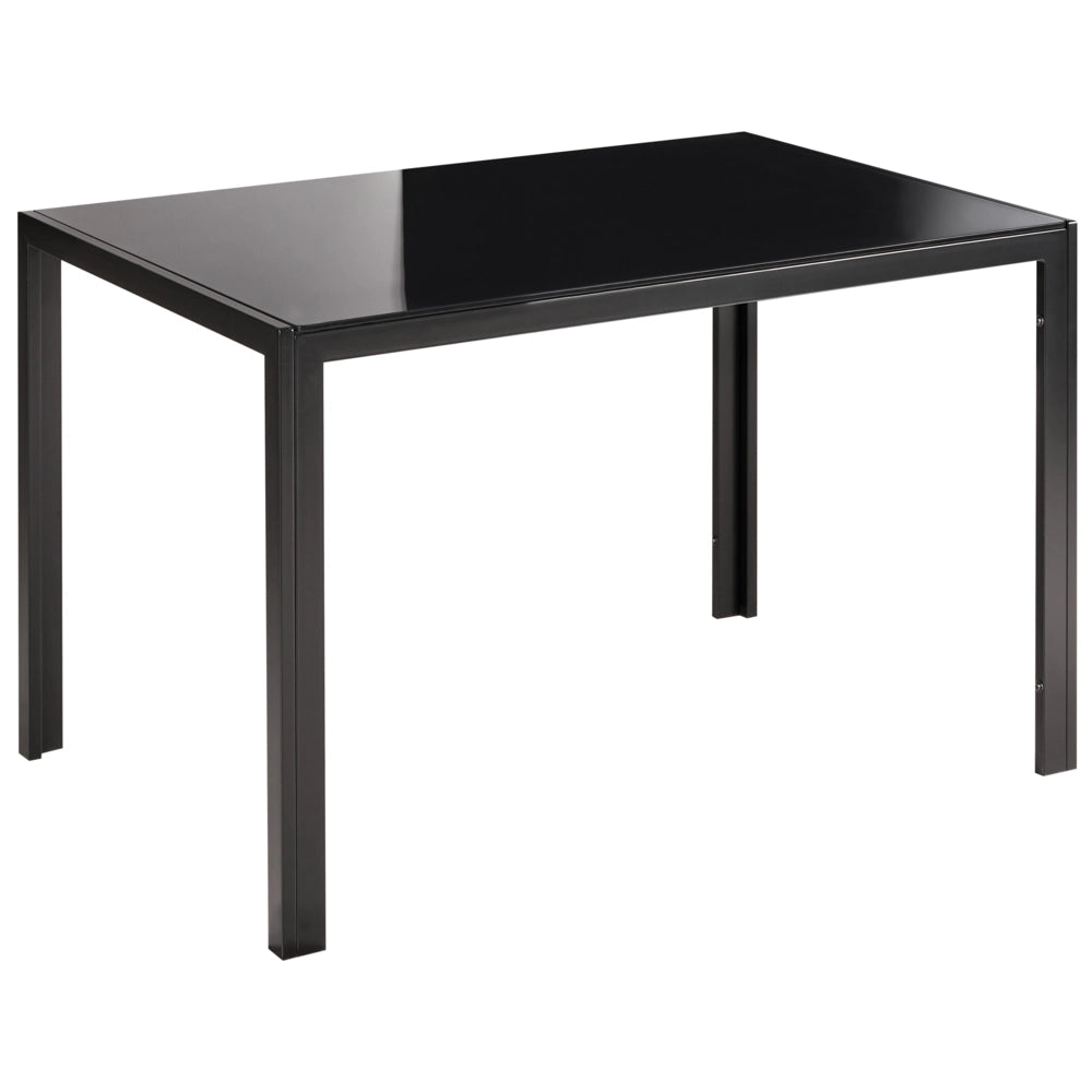 Tavolo da pranzo Piano in vetro temperato nero 120 x 80 cm Gambe in metallo Rettangolare Moderno