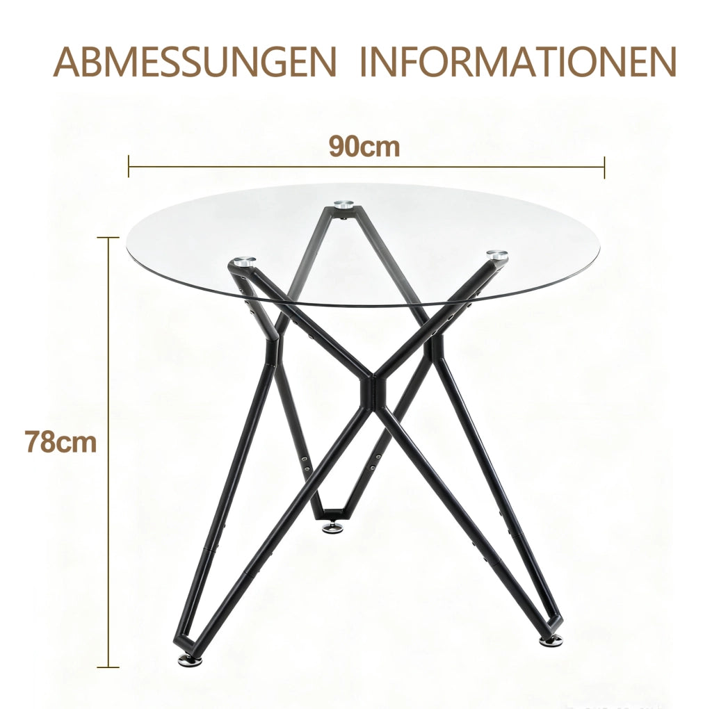 Tavolo da pranzo rotondo in vetro nero Ø 90 cm