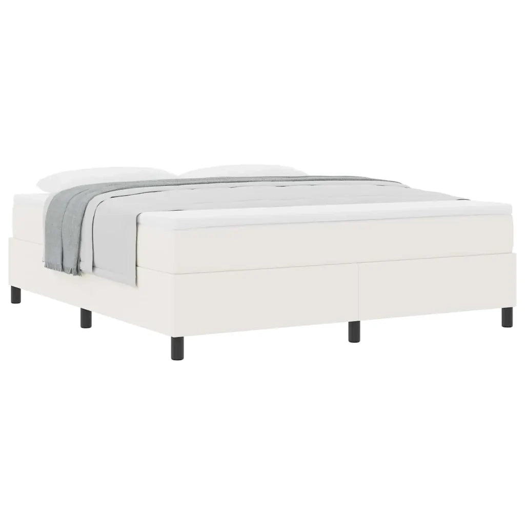 Letto a molle Crema e Bianco 180 x 200 cm Tessuto in Cords 3337479