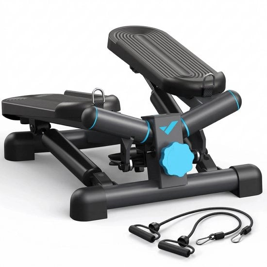 Mini Stepper - Trappola di Resistenza - Allenatore Domestico Compatto - Stepper Idraulico - Esercizio Completo del Corpo - Sostenibile fino a 150 kg - Con Cinture di Resistenza - Silenzioso & Duraturo - Nero