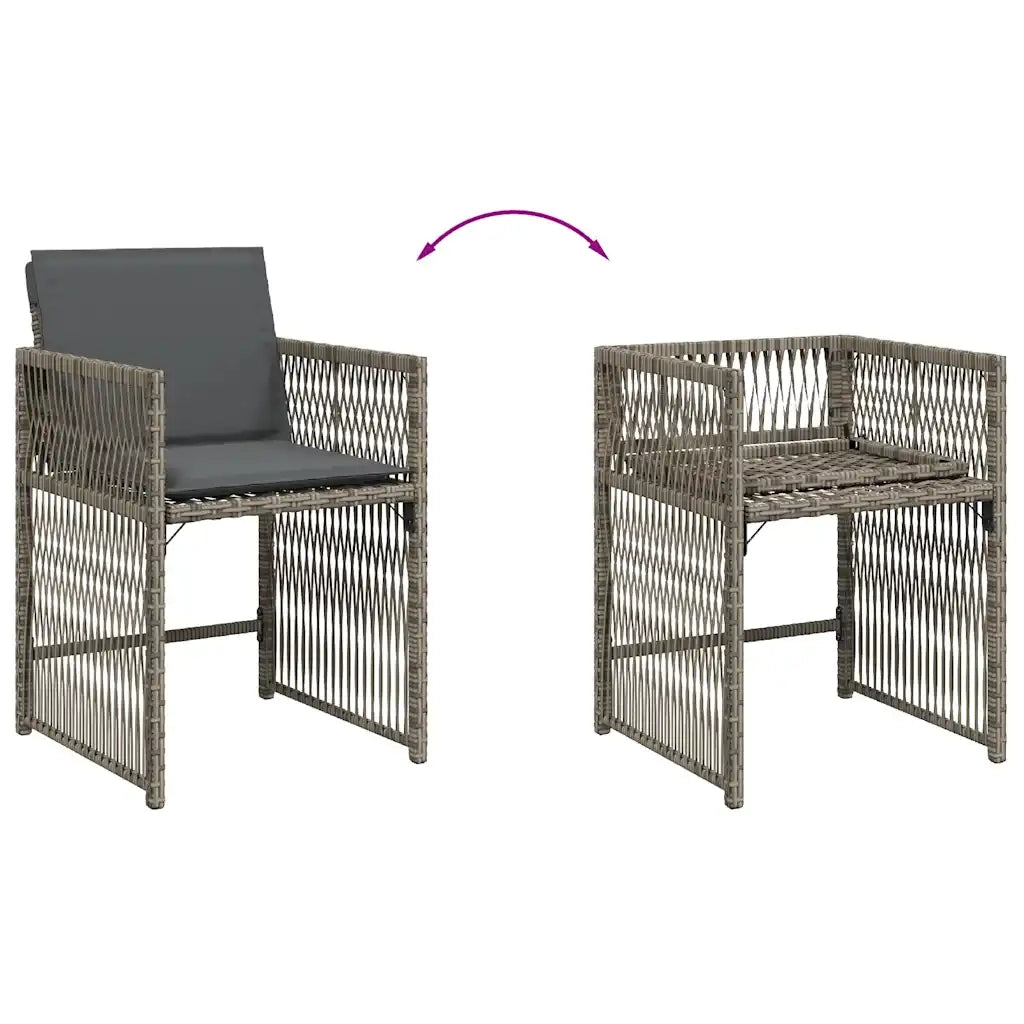 Sedie da Giardino con Cuscini 4 pz | Sedie da Esterno Grigio in Polyrattan