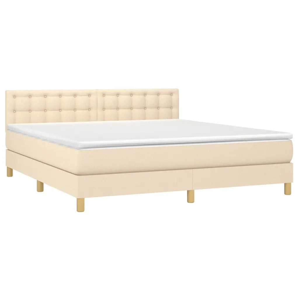 Letto a Molle con Materasso e LED Crema 180x200 cm in Tessuto cod mxl 62265