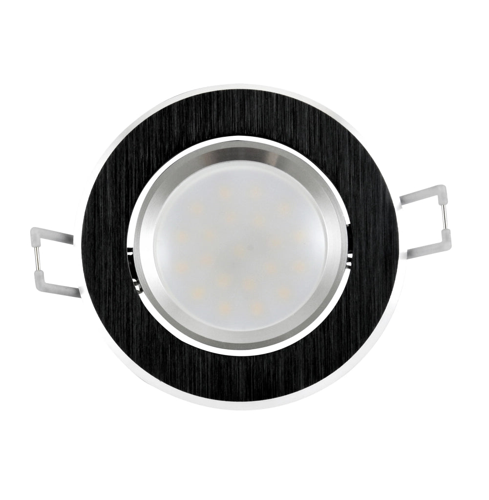 Faretto incasso LED tondo nero spazzolato GU10 Polux