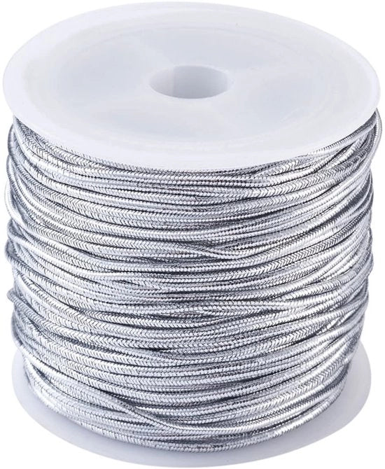 Cavo Elastico Argento - Filo di Acciaio - Diametro 1mm - Lunghezza 25m/Rullo - Duraturo - Alta Qualità Poliestere/Rubber - Cavo di Acciaio