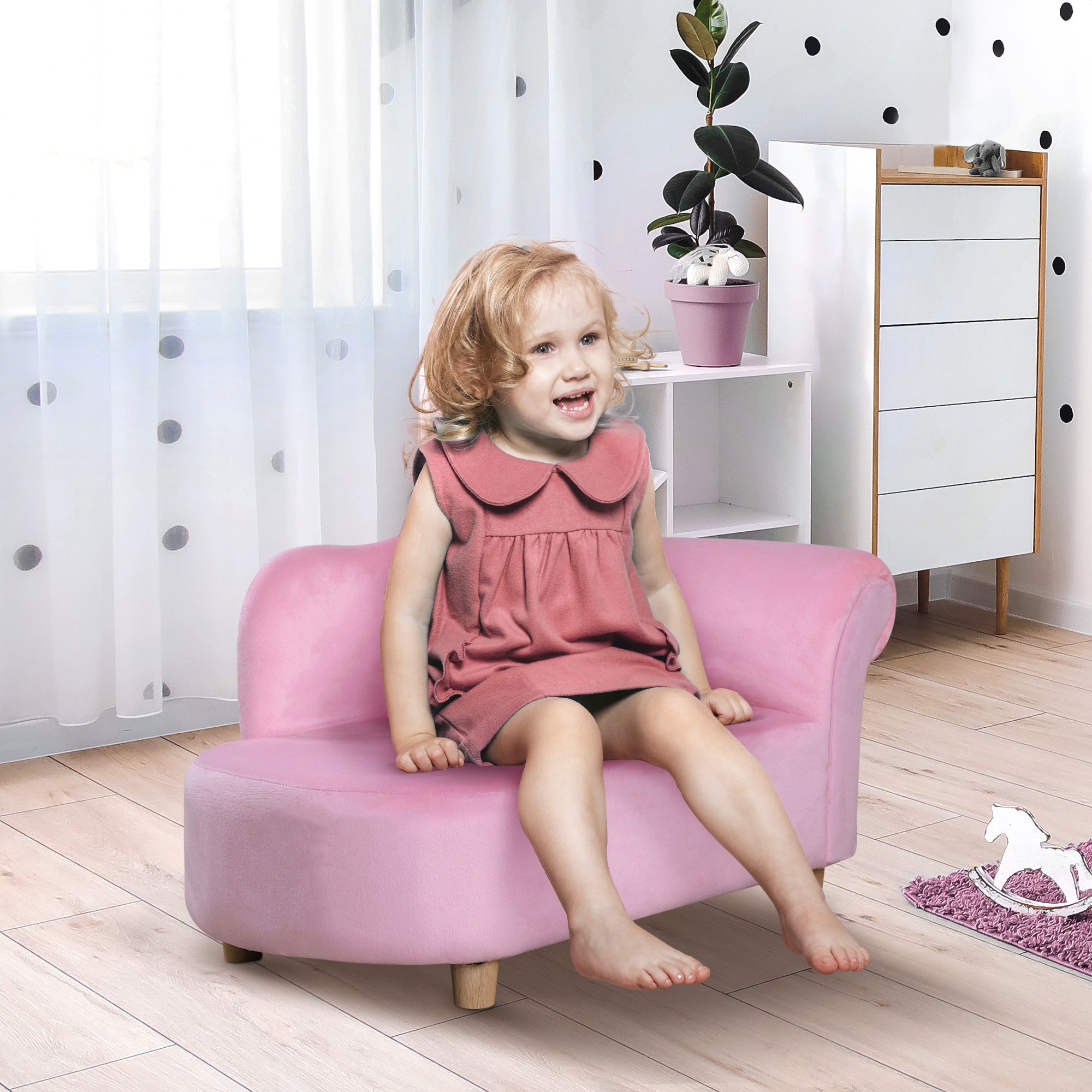 Divano per Bambini 80x40x49 cm in Pile Rosa