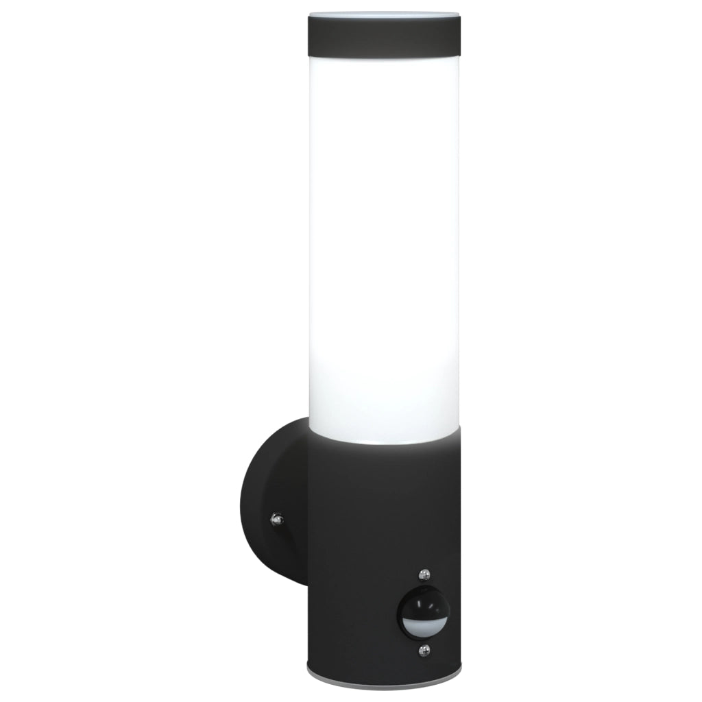 Lampada da Parete da Esterno  con Sensore Nero Acciaio Inossidabile IP44