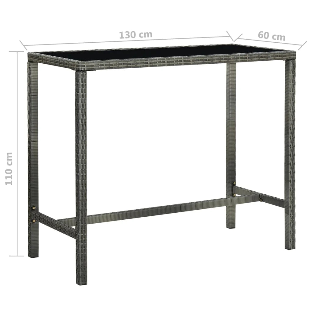 Set da bar da giardino 5 pezzi e cuscini in resina intrecciata grigia 02_0013402