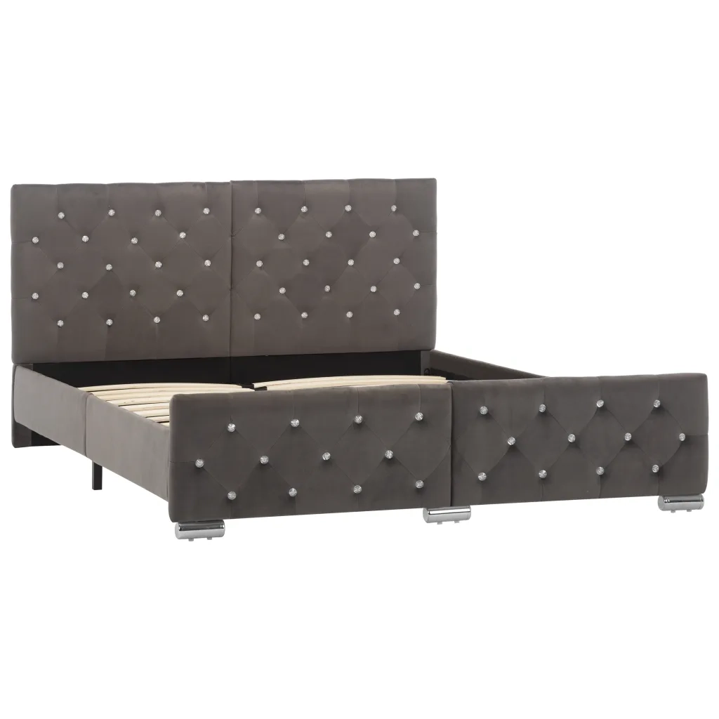 Letto matrimoniale | Letto per adulti | Giroletto Grigio in Velluto 140x200 cm