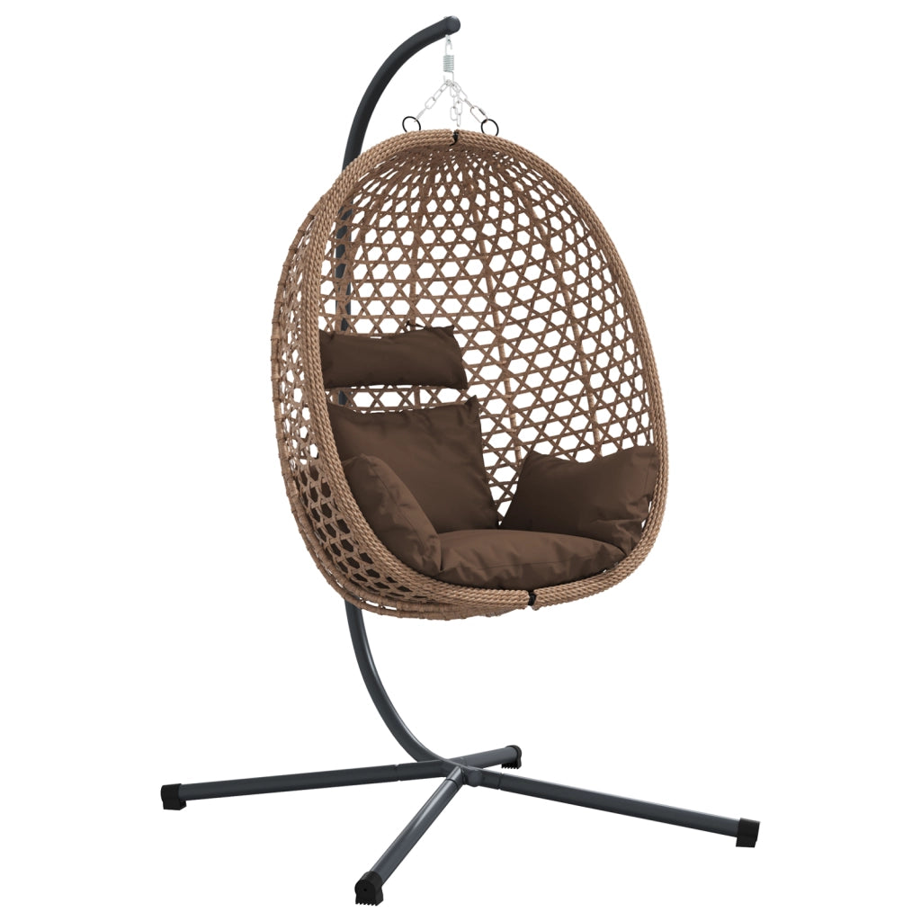 Cesta Sedia a Uovo Appesa con Supporto CaffÃ¨ in Rattan Poliestere
