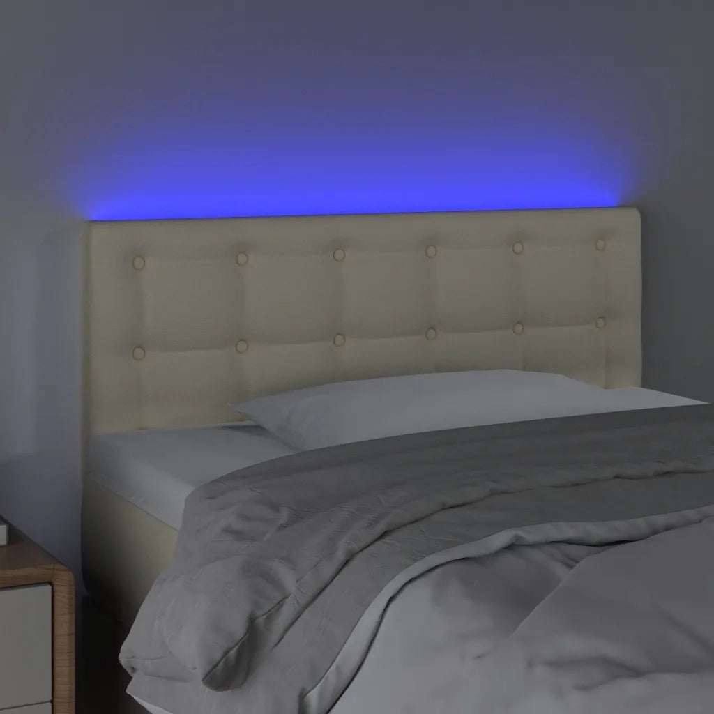 Testiera Crema a LED 100x5x78/88 cm in Similpelle