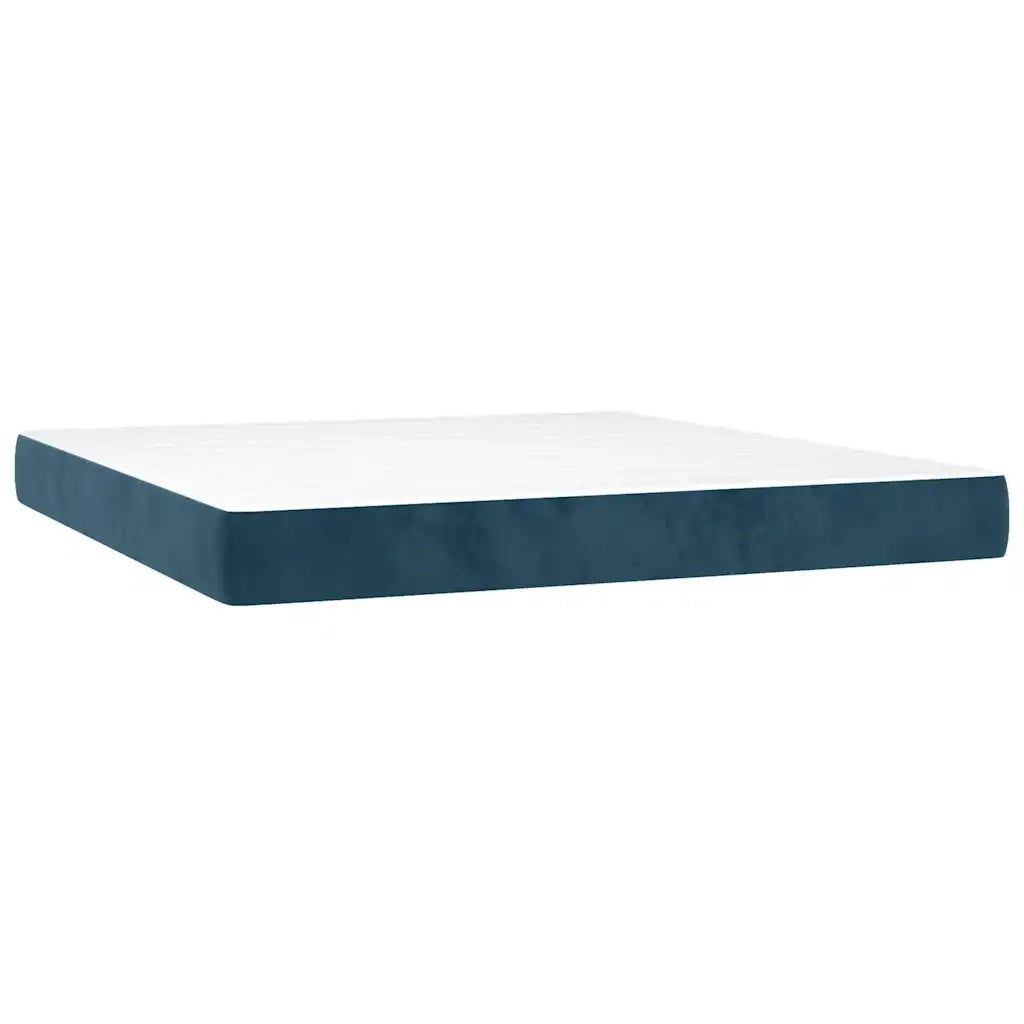 Giroletto a Molle con Materasso Blu Scuro 160x200 cm in Velluto
